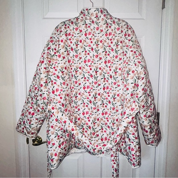 DRAPER JAMES RSVP Floral WhitePuffer Warm Zip Jacket Plus Pockets Beautiful XXL - Picture 2 of 8
